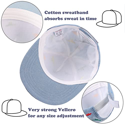 Peecabe Toddler Kids Baseball Hat Boy Girl Running Headwear Sun Hat Baby Snapback Cap Flat Brim 6M-8Y (6-12 Months, Dinosaur Sky Blue) #TOP2
