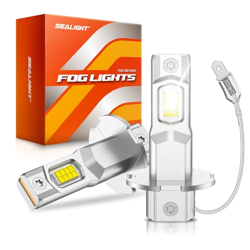 Image of SEALIGHT H3 LED Bulb, 44,000LM Super Bright H3 LED Fog Light Bulbs, 6000K Cool White Fit for Fog Lights & DRL, Plug-n-Play Canbus Ready, Pack of 2