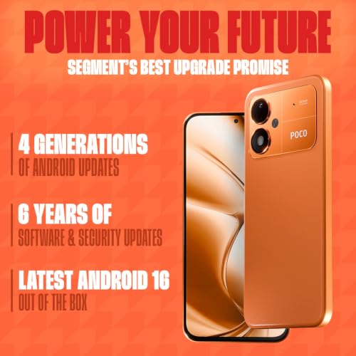 Image of POCO M8 Power 5G (Blaze Orange, 6GB RAM, 128GB Storage) | 6.99 Inch Full HD+ AMOLED Display | Snapdragon Gen 4 Processor | 50MP Rear Camera | 8MP Front Camera | 8000mAh Battery