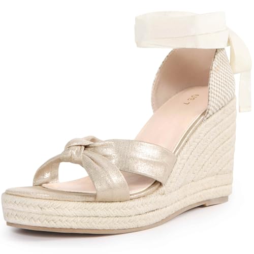 Perphy Lace Up Platform Espadrilles Wedges Heel Sandals for Women