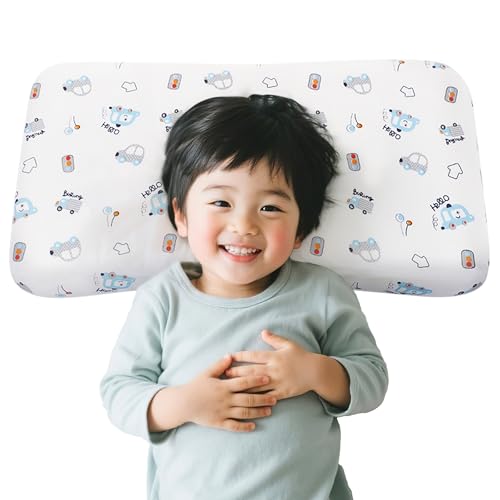 Adokoo 子供枕 子ども用まくら 低め 低反発ピロー 睡眠まくら 頭の形が良くなる キッズ枕 男女兼用 汗とり 綿100% 通気 プレゼント 車柄