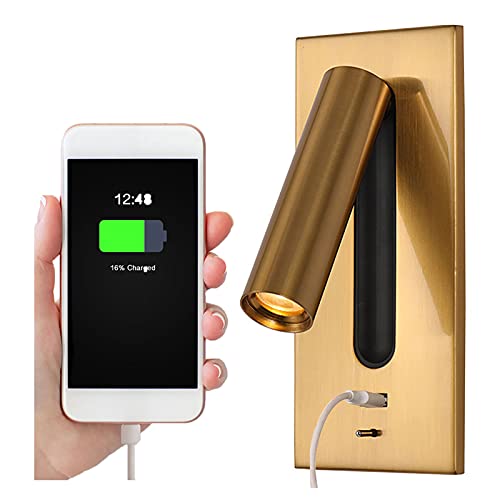SHXITAYNB Liseuse Lampe LED Tete De Lit Caché Interrupteur Lampe De Chevet, USB Encastré Lampe De Chevet Murale Applique Liseuse, Wall Light Sconce,...