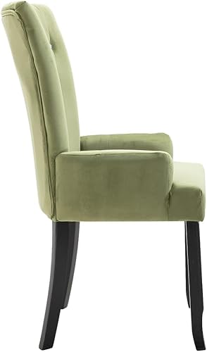 Miniatura 4 de Silla de comedor con reposabrazos de terciopelo verde claro, elegante silla, asiento reclinable adecuado para cenas diarias o eventos especiales