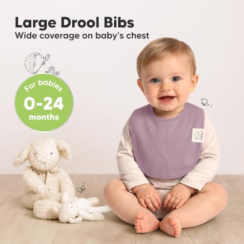 Image of KeaBabies 8-Pack Organic Baby Bibs for Drooling and Teething (Mauve) | Soft Cotton Bibs for Baby Girl, Boy, Extra Absorbent, Easy to Clean & Put On, Toddler, Newborn, Infant 0-24 Months