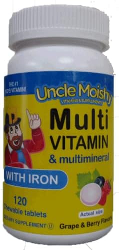 Uncle Moishy Chewable Multivitamin Mineral with Iron - 120 Chewable Tablets