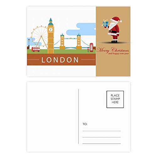 Cartes postales de Londres motif Père Noël comprenant Big Ben London Bridge et London Eye x20