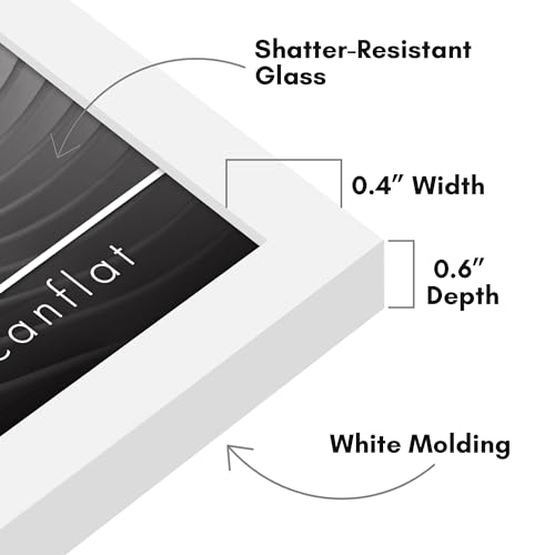 Americanflat 8x8 Picture Frame with Shatter-Resistant Glass - Streamline Collection - Thin Border Square Frame for Tabletop and Wall Display - Hanging Hardware and Easel Stand Included - White