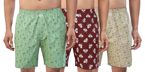 Image of Nermosa Men's 100% Cotton Boxer Shorts - Soft, Breathable, All-Day Comfort (Pack of 3)