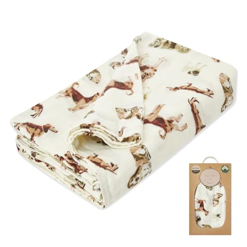 Image of Milkbarn Muslin Swaddling Blanket, Organic Cotton Nursery Blankets, Soft Receiving Blankets for Newborn Baby Toddler, Perfect Baby Shower Present,Natural Dog