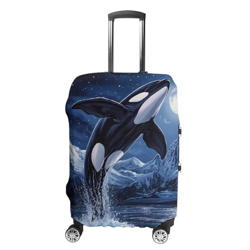 Whale And Moon Travel Luggage Cover for Suitcase 19-32 Inches Elastic Washable Baggage Protector - Main Image