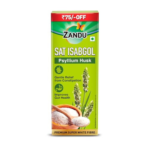 Image of Zandu Sat Isabgol (Psyllium Husk)200gm| Premium Super White Fibre | Gentle relief from Constipation | Improves Gut Health| Eases Bowel movement | No Added Sugar | Natural & Safe