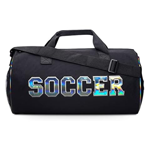 GLOBAL FBA INC Lightweight and Foldable Gym Bag for Women and Men, Duffel Bag for Weekend Getaway, Soccer Printed Football Bag (18" Black) Cover