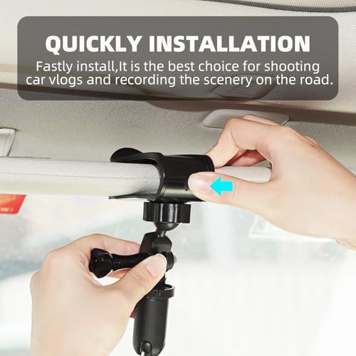 Image of MTRoyaldia Car Sun Visor Mount for In-sta360 X5 X4 X3, Car Mount Inside Holder with Phone Clip for DJI Osmo Pocket 3 /360 Action 5 Pro 4 3 /Xtra Muse, Go-Pro POV Mount Vlog /Video Smartphone Accessories