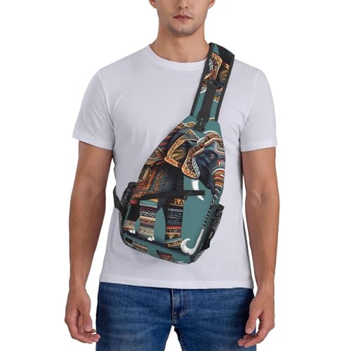 Mochila cruzada deportiva con estampado elefante azteca negra miniatura 7