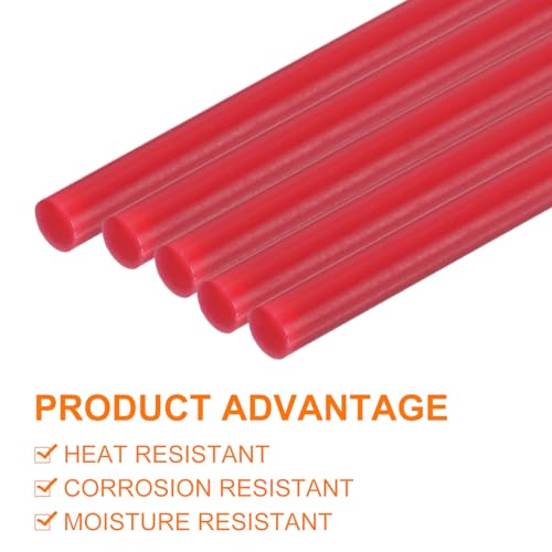 Image of uxcell 5 Pcs Red Plastic Rods 32 x 304mm ABS Styrene Round Stick Round Solid Bar DIY Model for DIY Toys Building Making Architectural Model Making