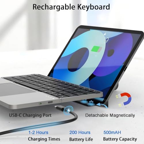 Image of MICROWARE Foldable Wireless Bluetooth Keyboard with Touchpad, Portable Travel Keyboard, Compatible with MacBook, iPad, Tablet, and Laptop, Rechargeable