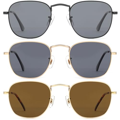 Image of Men's Polarized Sunglasses, Square Rubber Frame Carbon Fiber Temple Fishing Driving Sun Glasses UV Protection RFS8205