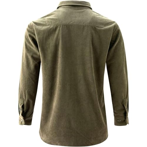 Casual Button Down Denim Shirt for Men Washed Button Down Shirts Slim Fit Long Sleeve Jean with Pockets (Medium,Green)3