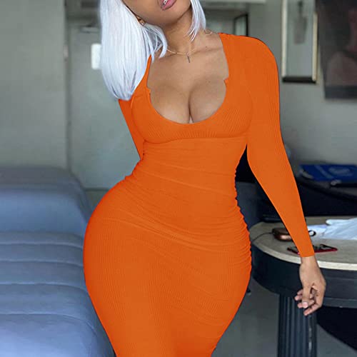 Image of Women Sexy Two Piece Skirt Outfits Long Sleeve /Sleeveless V Neck Bodycon Ribbed Knitted Maxi Club Party Dress