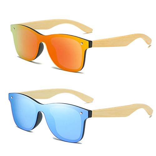 willochra Wood Sunglasses Polarized for Men and Women - Bamboo Wooden Sunglasses Mirror Lens Women Colorful Shades Handmade