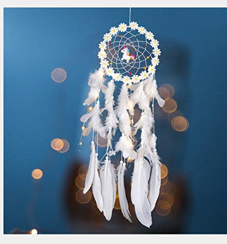 Atrapasuenos de unicornio blanco para decoracion de pared de boda y eventos boho 4