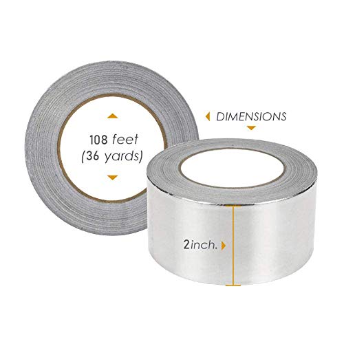 TYLife Aluminum Foil Tape,2In x 108Ft 5.9 Mil Aluminum Air Duct Tape, High Temp and Heavy Duty Metal Foil Tape for HVAC, Pipe, Sealing & Patching Hot & Cold Air Ducts, Metal Repair, Insulation