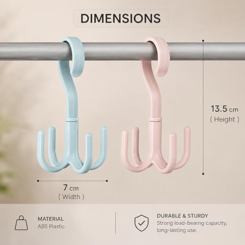 Image of Heda Multi-Function 360 Rotatable 4-Claw Hook Hangers | Space Saving Closet Organizer for Clothes, Bags & Accessories | Multi-Color (2)