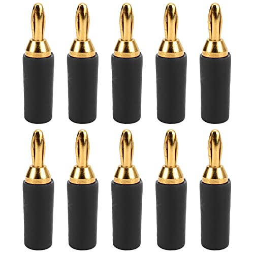 Kuuleyn スピーカーワイヤーコネクタ、スピーカーワイヤーバナナプラグ、10個 J.10007 2.5mm 真鍮バナナプラグ 金メッキバナナプラグコネクタ 機器テストプラグ (Black)