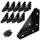 2-9/16' Corner Braces L Bracket (10 Pack) - Metal Angle Shelf Connector Brackets with Screws for Wood Shelves Furniture| Bookshelves/ Beds/ Tables/ Cabinets/ Desk (Black)