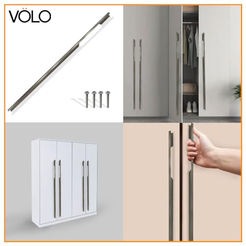 Image of VOLO Aluminium Wardrobe Handle - Elegant Pull Handle for Wardrobe Doors, Cabinet Doors, and Drawers in Kitchen, Office, and Bedroom (Pack of 2 Pieces) (SAC-31 Satin Black 36 Inch (900mm))