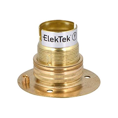 ElekTek Brass B22 Batten Lamp Holder with Shade Ring Cover
