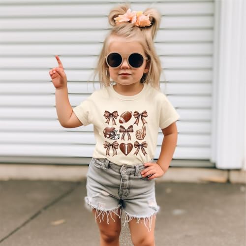Image of JINTING Football Shirts for Boys Girls Game Day Tshirt Toddler Football Season Tee Kids Bow Coquette Tops