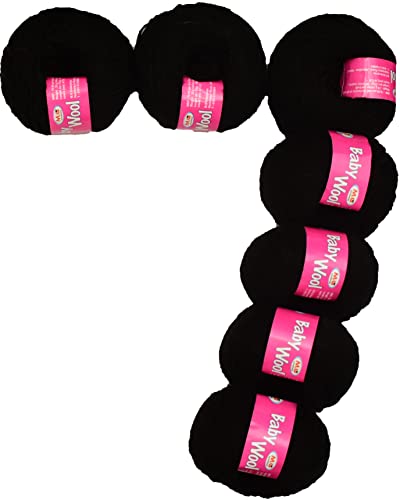 Image of M.G ENTERPRISE 100% Acrylic Wool Black 14 Pc Baby Wool 4 ply Wool Ball Hand Knitting Wool /Art Craft Soft Fingering Crochet Hook Yarn-YE Art-FF