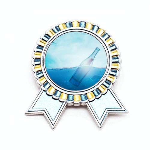 Broche en verre de l'océan de prestige et médaille en métal durable