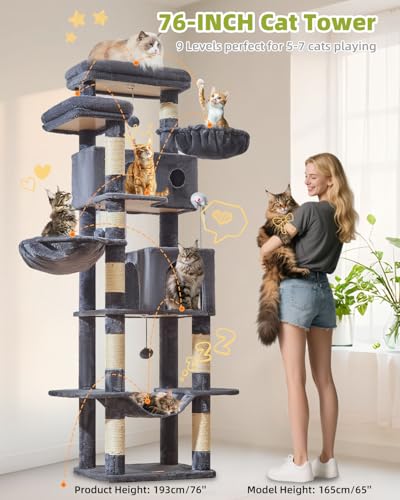 Torre para gato Taoqimiao de 76 pulgadas color gris humo miniatura 3
