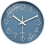 WISKALON Horloge murale moderne simple 10Inch Horloge Murale Silent Blue Clock Batterie Operated for Kids Salon Chambre Bureau de cuisine