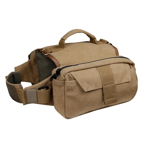 Zaino da trekking per cani, borsa da sella regolabile con tasche portaoggetti, cani di taglia media e grande (M)