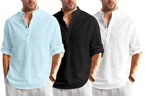 Image of Combo of Men Solid Cotton Blend Straight Kurta Shirt Pack of 2