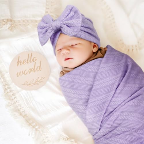Image of BQUBO Newborn Receiving Blanket Hat Mittens Set for Baby, Unisex Baby Boys Girls Essentials, Newborn Registry Must Haves, Stroller Crib Shower Gifts