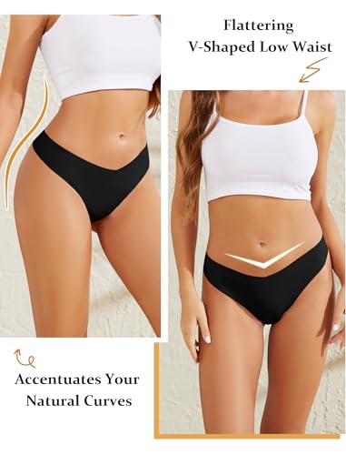 ANSUKOO Women's Seamless Thong Underwear 6 Pack,No Show Invisible Panties,Soft Comfortable Tanga for Ladies Female Workout2