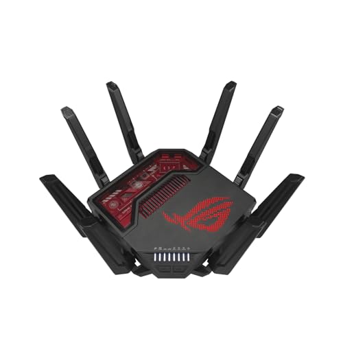 Router gaming GT-BE19000 Tri-band WiFi 7 (802.11be), larghezza di banda 320 MHz e 4096-QAM, doppie porte 10G, accelerazione di gioco a triplo livello, rete di gioco, AURA RGB, supporto AiMesh