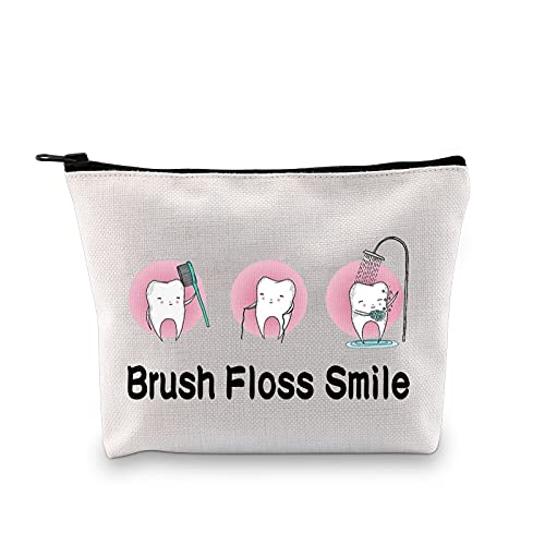 G2Tup Novelty Dentist Gifts For Women Travel Makeup Bag Brush Floss Smile Zipper Organizer Dental School Dental Hygienist Gift Idea (Brush Floss Smile) #TOP13