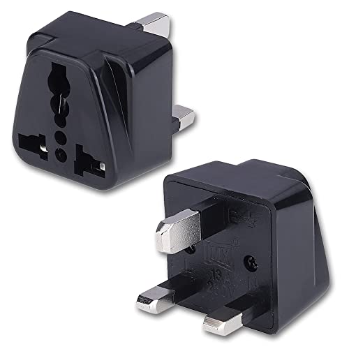 Image of MX India to UK Travel Adapter - Type G Plug Converter for Laptops, Cameras, Chargers & Devices - Compatible with UAE, Hong Kong, Dubai - Pack of 2