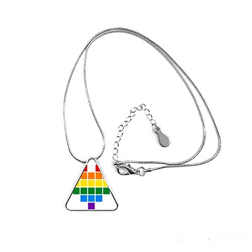 Collier LGBT Arc-en-Ciel avec Pendentif Triangle Boîte Coeur et Chaîne