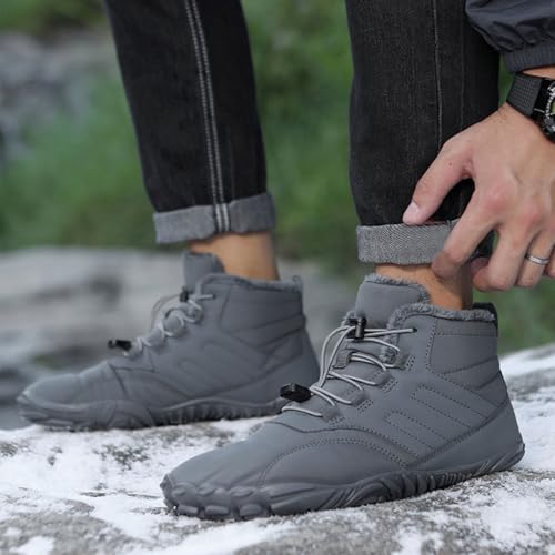Image of Men's Women's Winter Barefoot Hiking Boots, Slip On Warm Zero Drop Snow Boots, Wide Toe Box Booties, Waterproof Shoes Sneakers Hike Shoes for Hiking Walking Outdoor Unisex