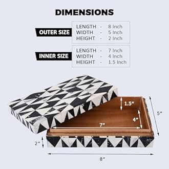 Handicrafts Home Decorative Keepsake Box 8x5 – Small Organizer with Lid, Boho Storage, Retro Memory Box, Unique Coffee Table Décor, Jewelry or Trinket Modern Shelf