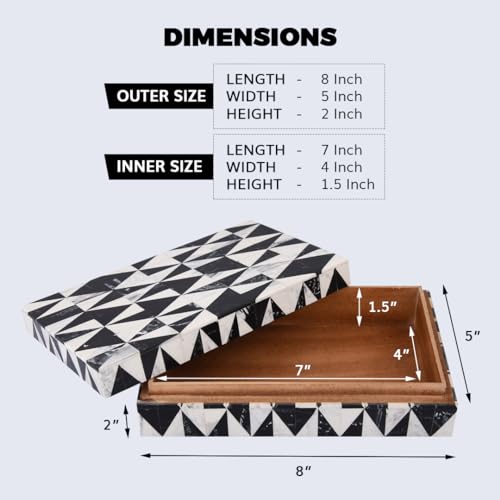 Handicrafts Home Decorative Keepsake Box 8x5 – Small Organizer with Lid, Boho Storage, Retro Memory Box, Unique Coffee Table Décor, Jewelry or Trinket Modern Shelf