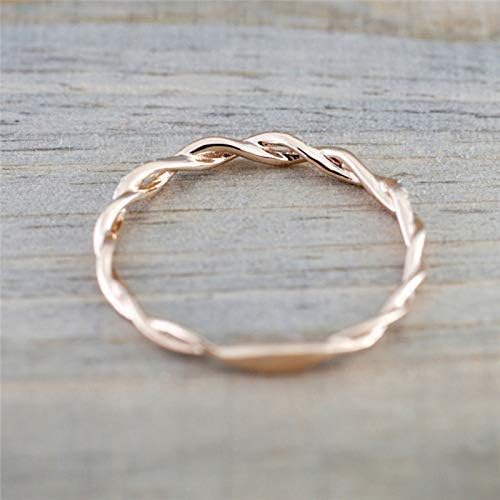 Metemjiao 14K Rose Gold Stack Twisted Ring Twist Ring Stackable Diamond Rings Wedding Party Women Fashion Jewelry for Women (10)