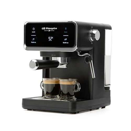 Orbegozo Cafetera Expresso EX 5300, 20 Bares, Thermoblock, Panel Táctil, 950W, Depósito 1L, Vaporizador Orientable, para Café Molido y Monodosis ESE, Bandeja Calientatazas, Doble Salida, Inox