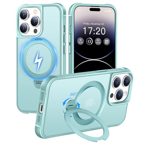 HuwaiH 360° Rotatable Magnetic Stand Case for iPhone 14 pro, Lake Blue